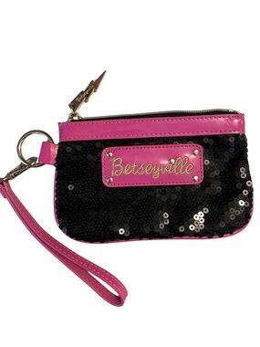 Betseyville by Betsey Johnson Black Sequin Wristlet EUC